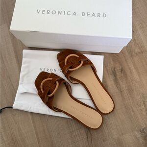 Veronica Beard Brown Slide Sandals